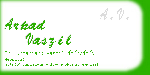 arpad vaszil business card